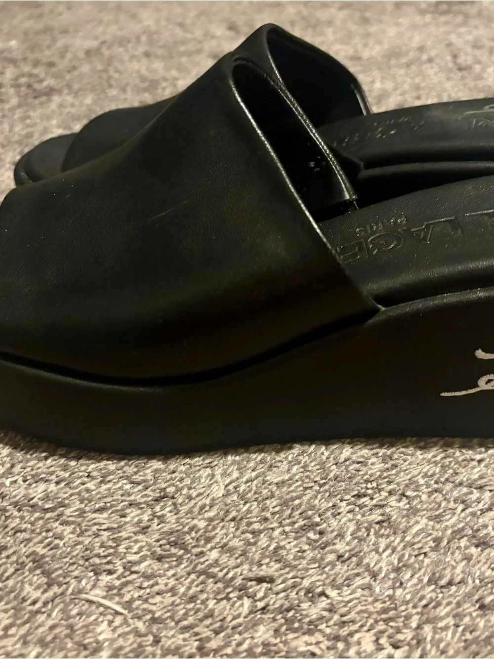 Karl Lagerfeld Paris Calvina Slide Mule Wedge Espadrille Sandal Black Size 9